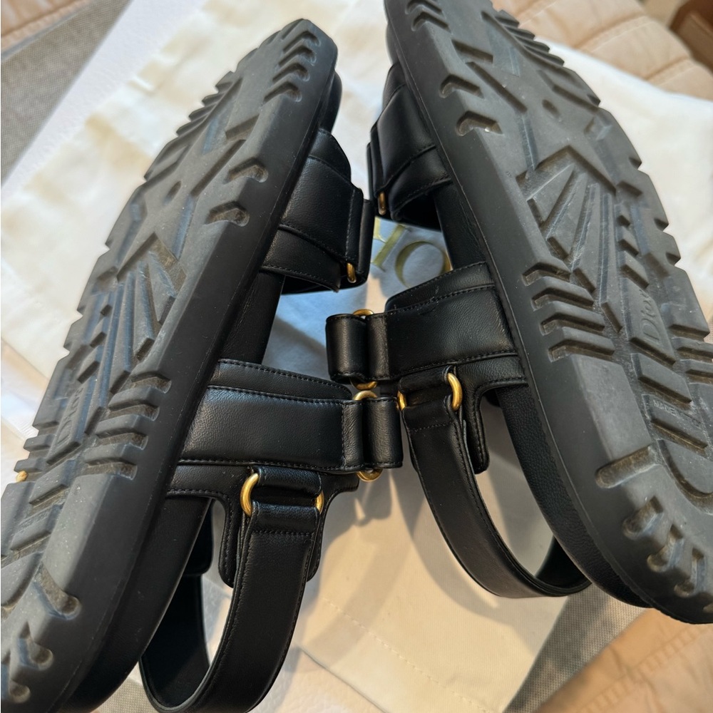 Authentic Dior Black Sandals Lambskin Dioract 10mm Sandals 36.5 - Picture 5 of 12